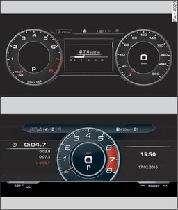 Obr. 9 Platí pro: vozidla s Audi virtual cockpit Standardní vzhled: klasický/sportovní*