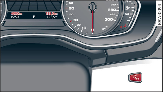 Fig. 5 Instrument cluster: Mileage recorder and reset button