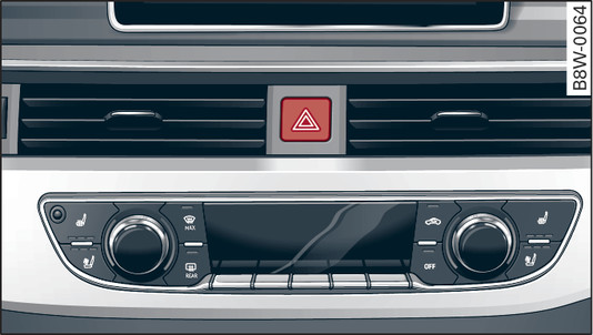 Илл. 43 Центральная консоль: кнопка системы аварийной световой сигнализации