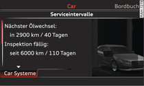 Display im Armaturenbrett für MMI*: Beispiel einer Service-Intervall-Anzeige