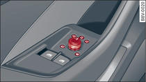 Porta do condutor: botão rotativo do espelho exterior (exemplo)