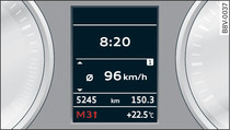 Painel de instrumentos: indicação das mudanças em funcionamento Tiptronic (caixa de velocidades automática)