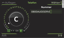 Telefonnummer über den Buchstaben-Speller eingeben