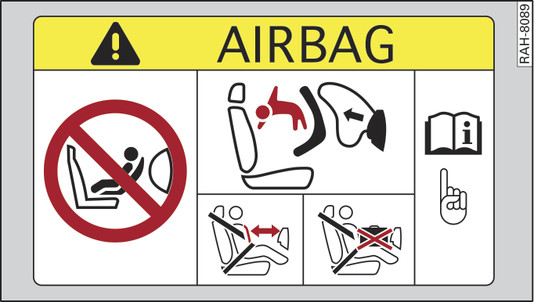 Fig. 287Parasol del lado del acompañante: Adhesivo del airbag