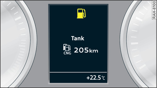 Fig. 112 Display: kombineret tankadvarsel til benzin og naturgas