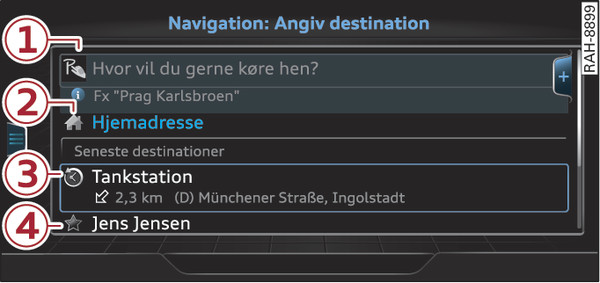 Fig. 222 Eksempel: menuen Angiv destination