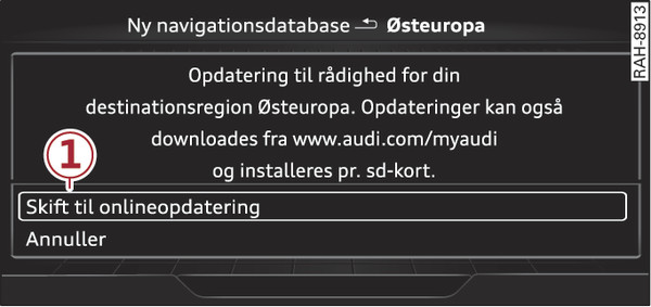Fig. 233 Eksempel: visning af en ny onlinekortopdatering