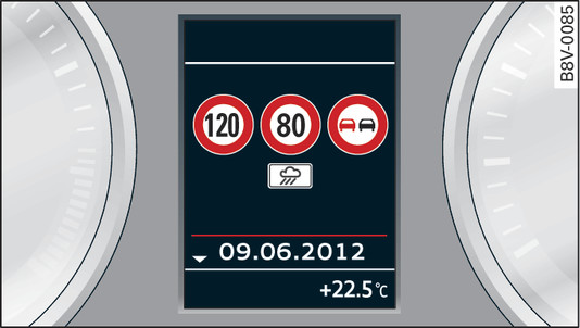 Abb. 144 Kombiinstrument: Verkehrszeichenerkennung