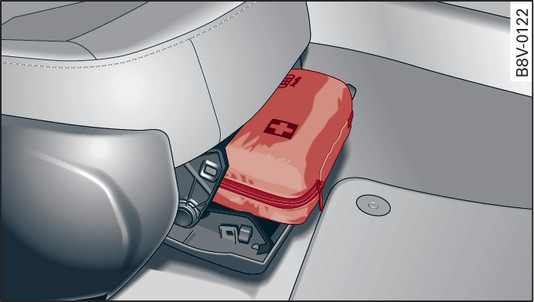 Fig. 319Asiento delantero derecho: Ubicación del botiquín de primeros auxilios (ejemplo)