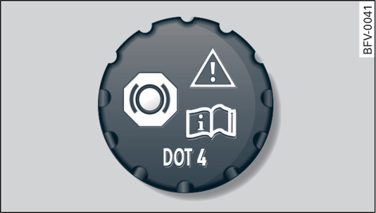 Fig. 310Compartimento del motor: Tapa del depósito del líquido de frenos