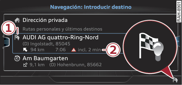 Fig. 226 Ejemplo: Indicación sobre la ruta personal