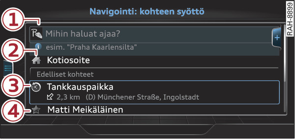 Kuva 222Ohjeellinen kuva: kohteen syöttämisen valikko