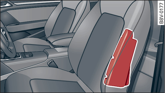 Fig. 291 Airbags latéraux : emplacement de montage dans le siège du conducteur (exemple)