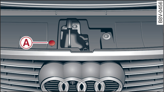 Fig. 139 Avant du véhicule : déverrouillage d urgence du cache