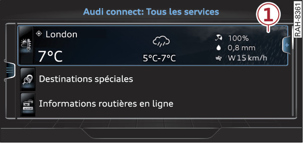 Fig. 220 Page d accueil Audi connect (infodivertissement)