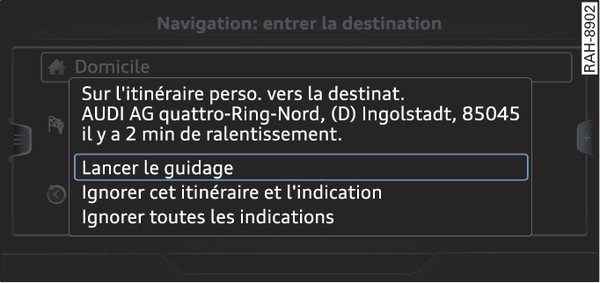 Fig. 227 Indication concernant l itinéraire personnalisé