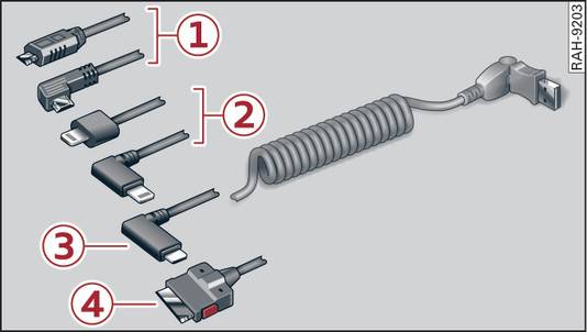 Fig. 246 Adaptateurs USB Audi