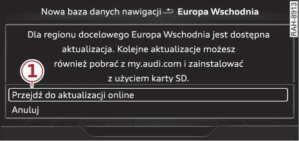 Rys. 233Przykład: wskazanie nowej aktualizacji mapy Online