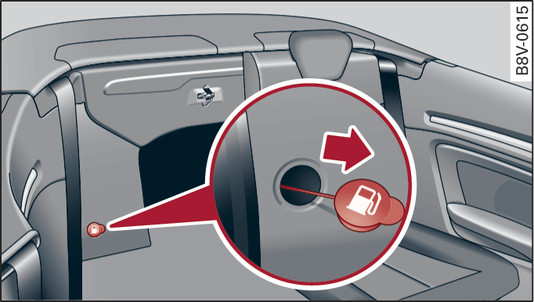 Bild 301 Gäller för variant 2:  Bilens bakparti: Uppfällt höger baksäte