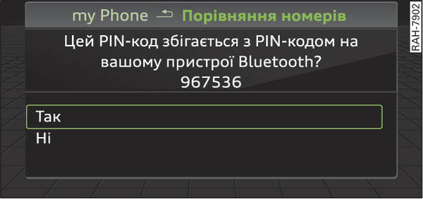 Рис. 208 Відображення PIN-коду для введення в мобільний телефон