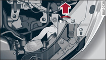 Motorraum: Entfernen der Abdeckung (Abblendlicht)