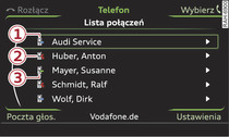 Wybieranie numeru telefonu z listy połączeń