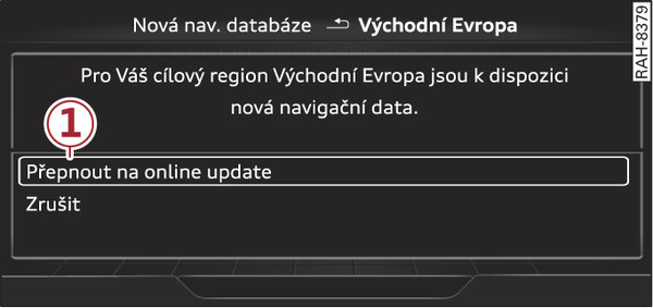 Obr. 227 Příklad: ukazatel nové aktualizace map online