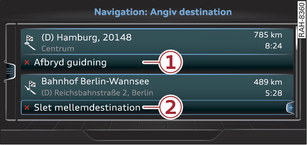 Fig. 219 Eksempel: aktiv guidning med mellemdestination