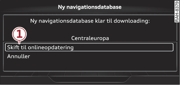Fig. 227 Eksempel: visning af en ny onlinekortopdatering