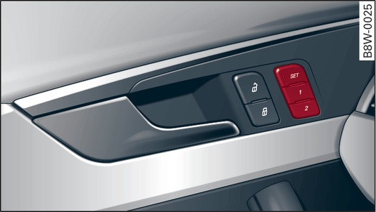 Fig. 66 Driver s door: Recall buttons for memory function
