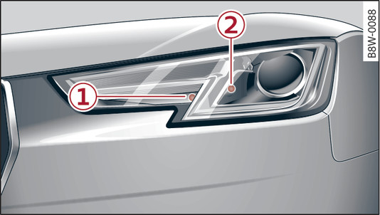 Fig. 329 Xenon headlights: Overview of left side of vehicle