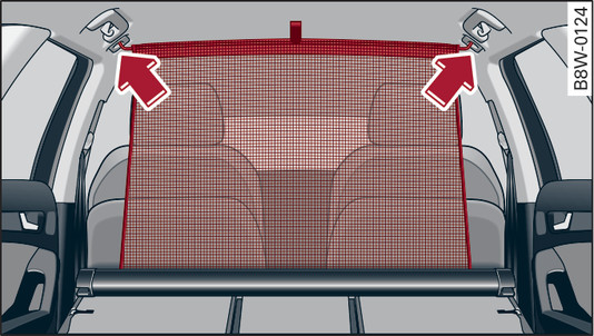 Fig. 82 Folded backrest: Hooking load guard into place