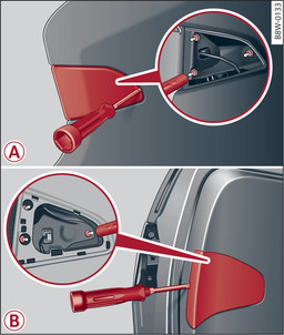 Fig. 340Portón del maletero: -A- Berlina, -B- Avant/allroad: Desmontar el grupo óptico trasero