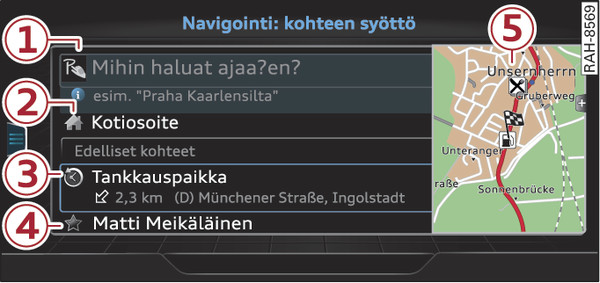 Kuva 216Ohjeellinen kuva: kohteen syöttämisen valikko