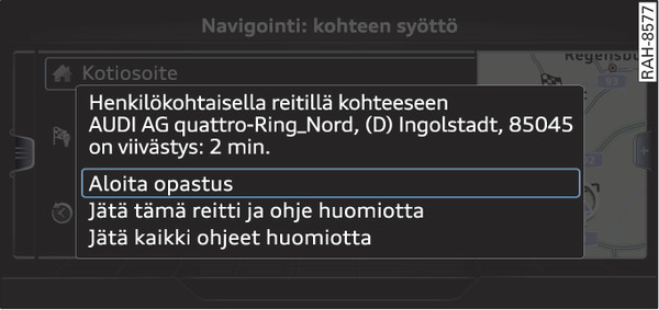 Kuva 221Ohje koskien henkilökohtaista reittiä