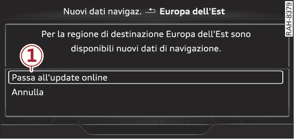 Fig. 227Esempio: visualizzazione di un nuovo update online delle cartine