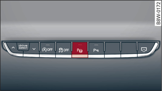 Afbeelding 170Middenconsole: Knop voor inparkeersysteem