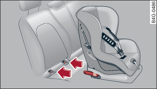 Fig. 260Banco traseiro: fixar uma cadeira de criança com ISOFIX