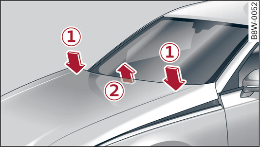 Fig. 264Apăsarea înapoi/verificarea capotei motor declanșate