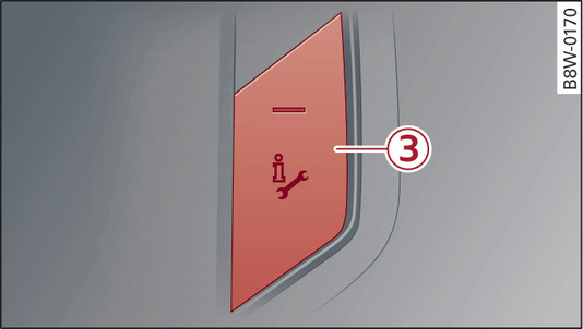 Fig. 215Capitonajul plafonului față: tasta pentru apelurile de pană online