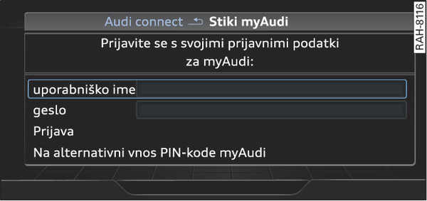 Sl. 212Prijava na platformo myAudi