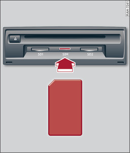Bild 210 Handskfack: SIM-kortläsare (mini-SIM-kortet är avbildat i originalstorlek)