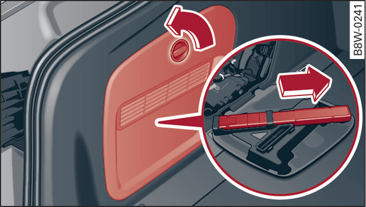 Fig. 341Válido para: Sportback Revestimiento lateral del maletero: Triángulo de emergencia