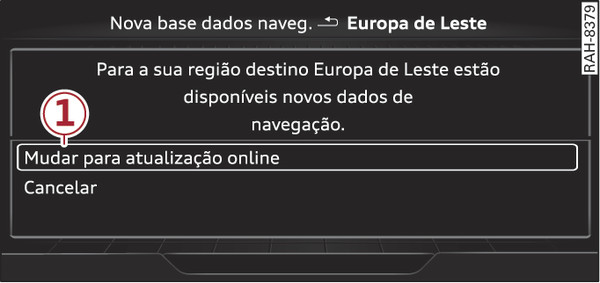 Fig. 237Exemplo: Indicação de uma nova atualização online do mapa