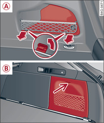 -A- Limousine, -B- Avant/allroad: wymontowanie tapicerki bocznej w przestrzeni bagażnika