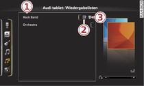 Wiedergabelisten Audi tablet