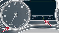 Kombiinstrument: motorn avstängd (Stop-fas)