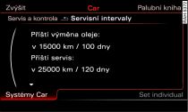 Infotainment: příklad ukazatele servisních intervalů