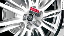 Cambio de rueda: Pasador de montaje en el agujero superior