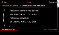 Infotainment: Ejemplo de indicación de intervalos de servicio